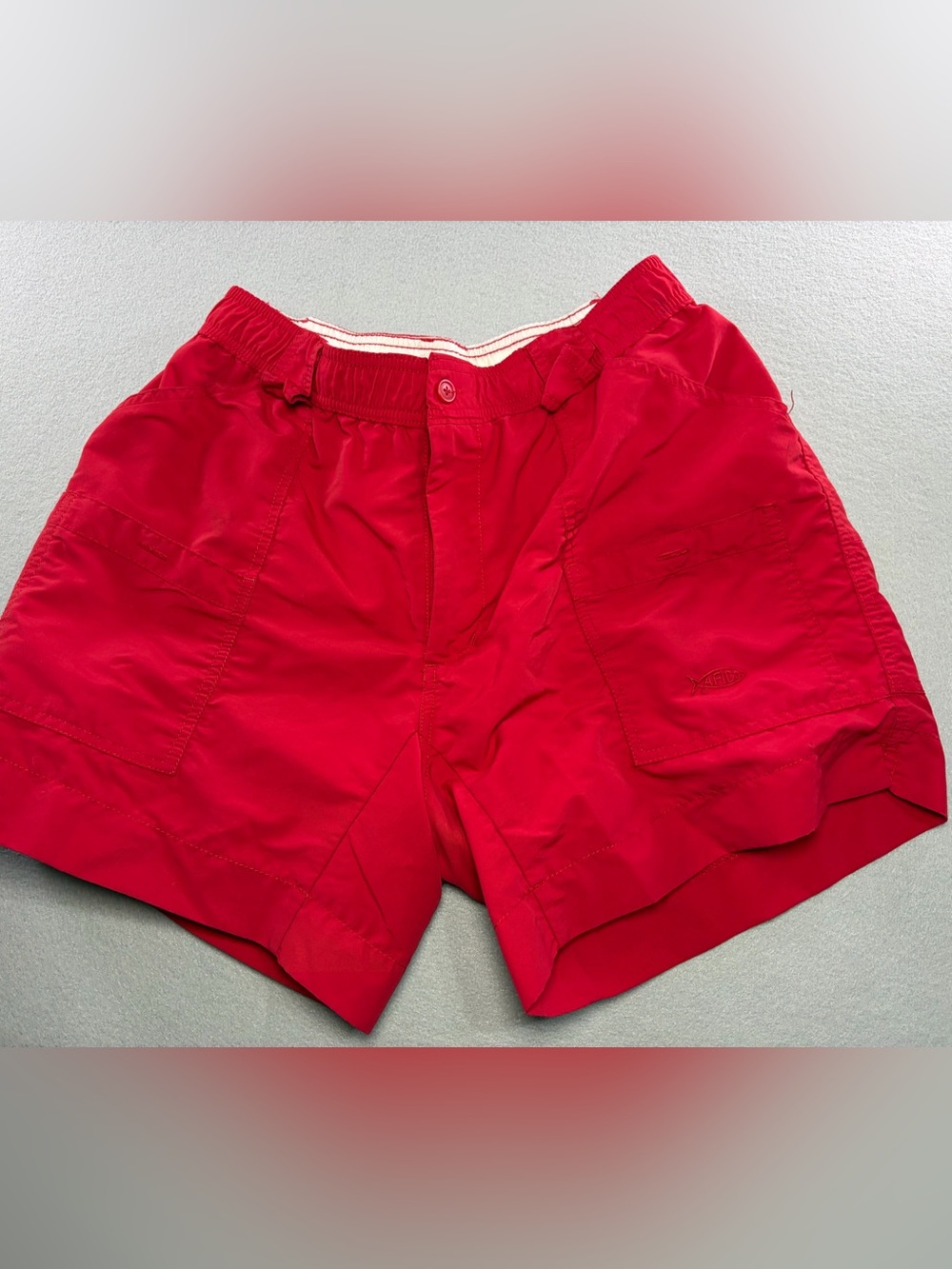 AFTCO Men's Red Elastic-Waist Hybrid Shorts